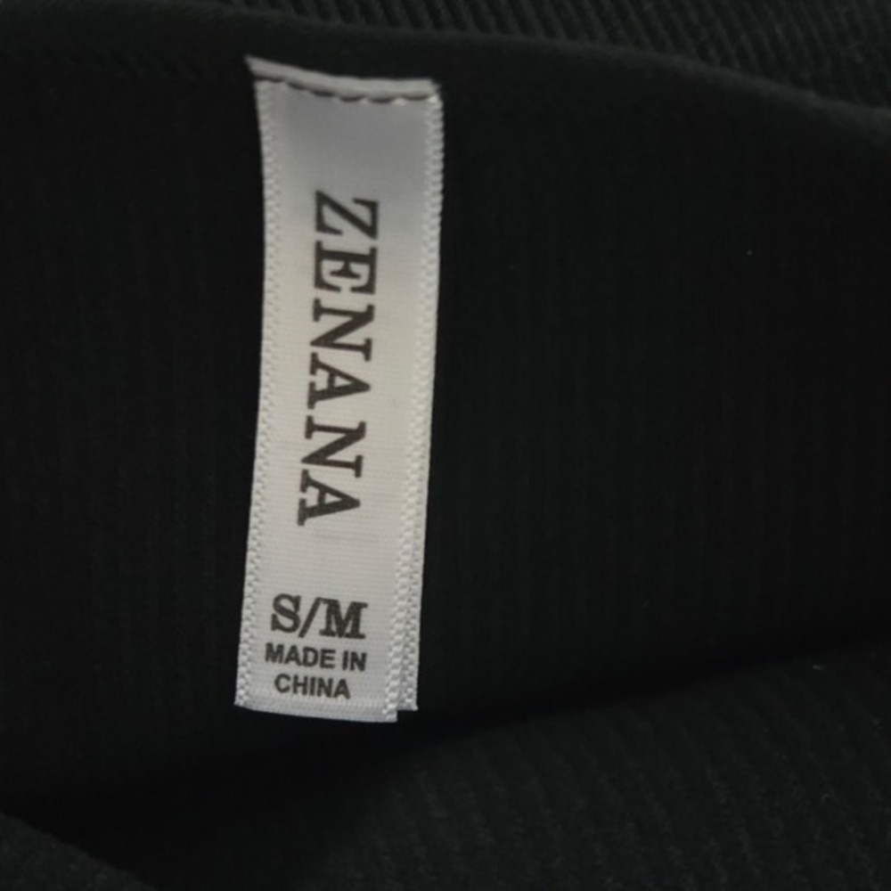 Zenana Black Ribbed Seamless Square Neck Crop Top NT-54019A Womens S/M small med - Picture 4 of 4